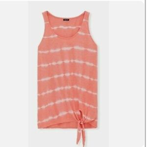 Torrid Plus Size 0 CORAL & WHITE TIE-DYE HERITAGE SLUB TIE FRONT TANK